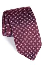 Men's Eton Neat Dot Silk Tie, Size - Burgundy