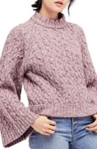 Women's Free People Snow Bird Cable Knit Sweater - Purple