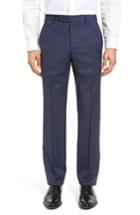 Men's Zanella Devon Flat Front Plaid Wool Trousers - Blue