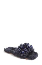 Women's Miu Miu Embellished Faux Fur Slipper .5us / 36.5eu - Blue
