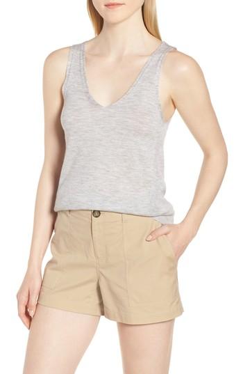 Women's Nordstrom Signature Cashmere Linen Tank - Grey