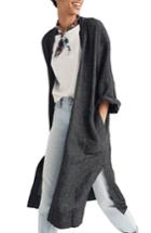 Women's Madewell Grid Long Linen Blend Jacket - Black
