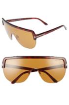 Women's Tom Ford Angus Shield Sunglasses - Red Havana/ Brown