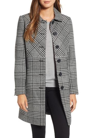 Women's Karl Lagerfeld Paris Tweed Topper Coat - Black