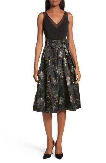 Women's Ted Baker London Freay Metallic Floral Fit & Flare Dress - Black