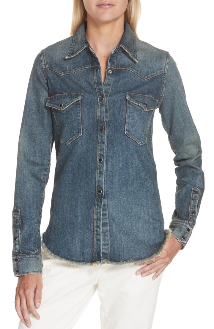 Women's Nili Lotan Travis Denim Shirt - Blue