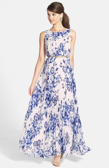 Petite Women's Eliza J Chiffon Maxi Dress P - Blue