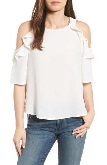 Petite Women's Gibson Cold Shoulder Top P - Ivory