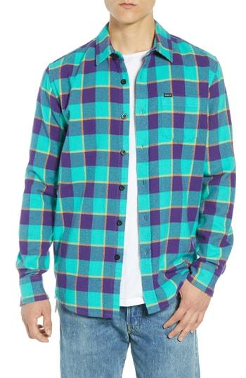 Men's Obey Ventura Plaid Flannel Shirt - Blue/green