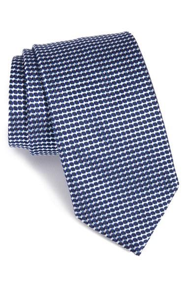 Men's Ermenegildo Zegna Check Silk Tie, Size - Blue