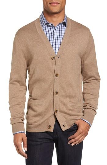Men's Nordstrom Men's Shop V-neck Cardigan, Size - Brown