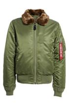 Men's Alpha Industries B-15 Removable Faux Fur Collar Flight Jacket - Green