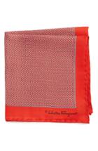Men's Salvatore Ferragamo Geometric Silk Pocket Square, Size - Pink