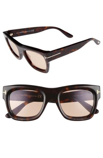 Men's Tom Ford Wagner 52mm Sunglasses - Shiny Dark Havana/ Light Brown