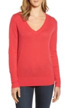 Women's Halogen V-neck Cashmere Sweater, Size - Pink