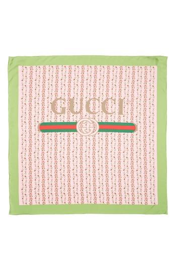 Women's Gucci Vintage Rose Foulard Silk Scarf, Size - Pink