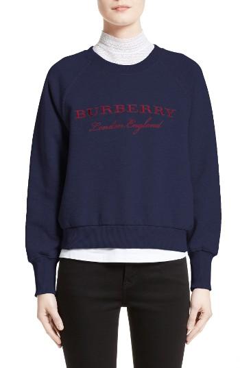 Women's Burberry Torto Embroidered Sweatshirt - Blue