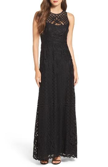 Women's Vera Wang Illusion Yoke Lace Maxi Dress - Black