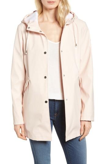 Women's French Connection Side Zip Hem Hooded Slicker - Pink