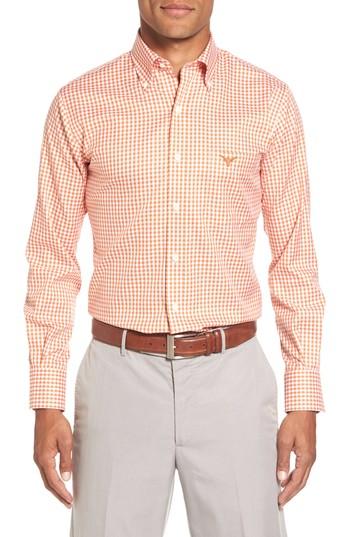 Men's Peter Millar Texas Regular Fit Microcheck Sport Shirt, Size - Red