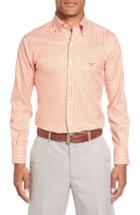 Men's Peter Millar Texas Regular Fit Microcheck Sport Shirt, Size - Red