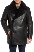 Men's Marc New York Frontier Double Breasted Genuine Shearling Jacket - Black