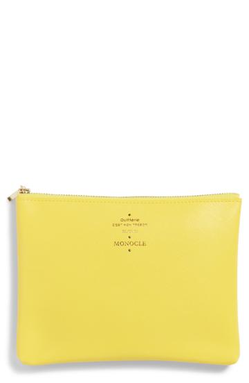 Monocle X Delfonics Quitterie Faux Leather Zip Pouch - Yellow