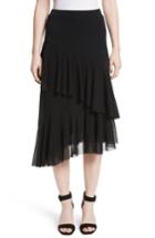 Women's Fuzzi Ruffle Tulle Midi Skirt, Size - Black