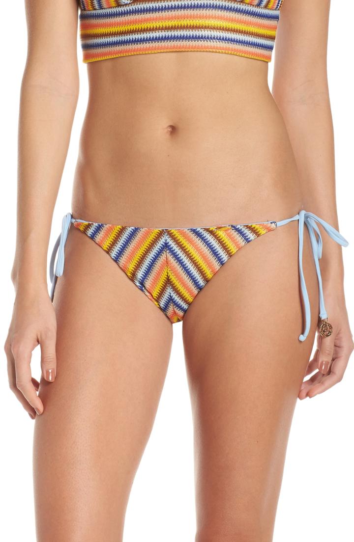 Women's Luli Fama Wavy Reversible Side Tie Bikini Bottoms - Blue