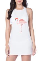 Women's The Bikini Lab Flamingle Muscle Tank Cover-up - White