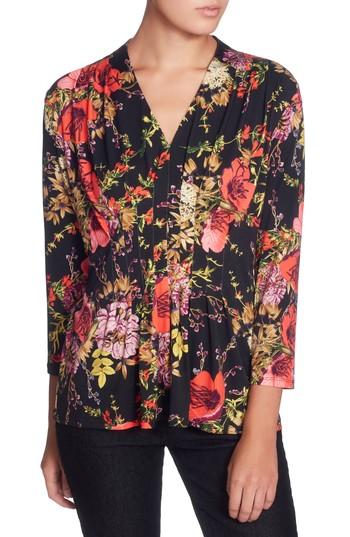 Women's Catherine Catherine Malandrino Rea Floral Print Top - Black