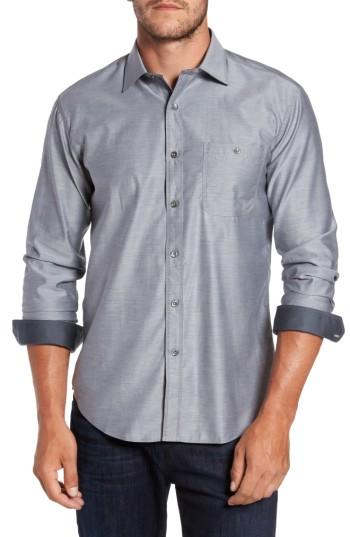 Men's Bugatchi Trim Fit Heathered Sport Shirt - Grey