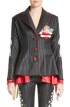 Women's Dilara Findikoglu Embellished Pinstripe Suit Jacket - Black