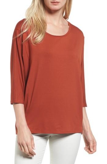 Women's Eileen Fisher Jersey Ballet Neck Top, Size - Red