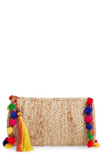 Shiraleah Santana Pompom Clutch - Beige