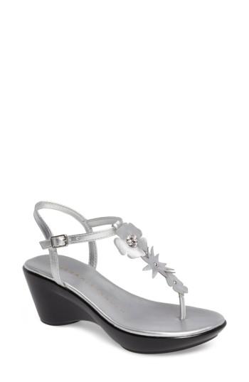 Women's Athena Alexander Gianna Embellished T-strap Wedge .5 M - Metallic