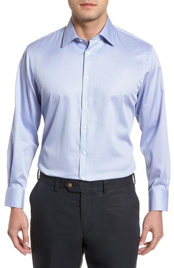 Men's Nordstrom Men's Shop Traditional Fit Stripe Dress Shirt 34/35 - Blue