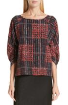 Women's Zero + Maria Cornejo Plaid Stretch Silk Blouse - Red