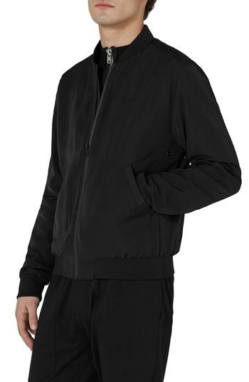 Men's Topman Mesh Lined Bomber Jacket - Black
