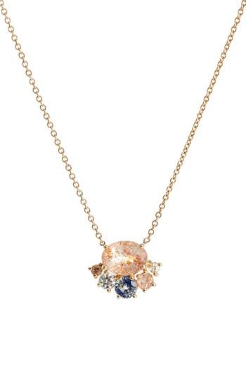 Women's Mociun Oregon Sunstone, Sapphire & Diamond Necklace