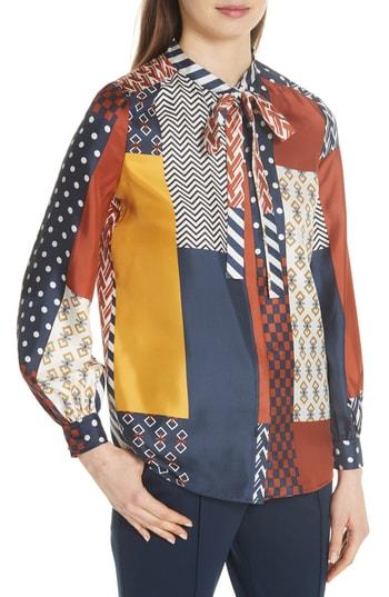 Women's Tory Burch Vivian Patchwork Silk Top