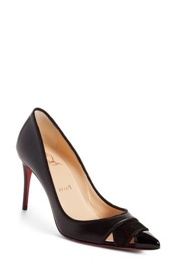 Women's Christian Louboutin Biblio Cutout Pointy Toe Pump .5us / 35.5eu - Black