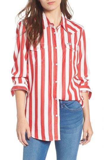 Women's Wrangler Oversize Western Shirt - Red