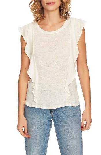 Women's 1.state Ruffle Linen Top, Size - White