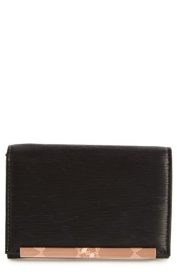 Women's Ted Baker London Valenta Plisse Leather Mini Wallet - Black