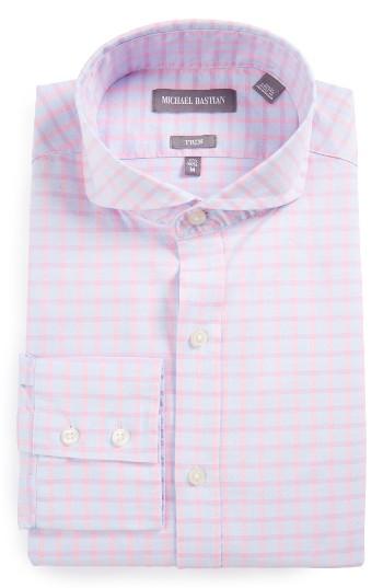 Men's Michael Bastian Trim Fit Check Dress Shirt R - Pink