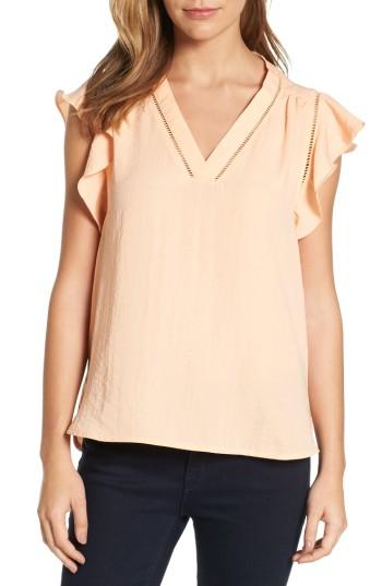 Women's Halogen Flutter Sleeve Top - Coral
