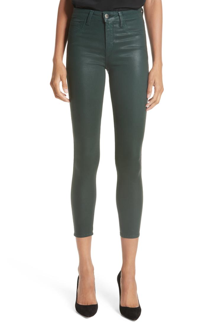 Women's L'agence Margot Coated Crop Skinny Jeans - Green