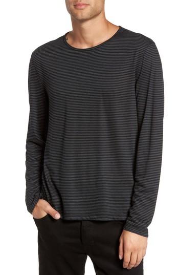 Men's John Varvatos Stripe Long Sleeve T-shirt - Black