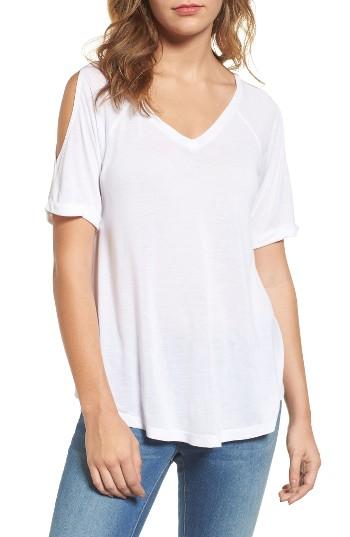 Women's Caslon Cold Shoulder V-neck Tee - White